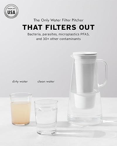 Miniatura 10 de LifeStraw Inicio - Jarra con filtro de agua, 10 tazas, azul tormentoso, sin BPA, diseñada para la protección diaria contra bacterias, parásitos,