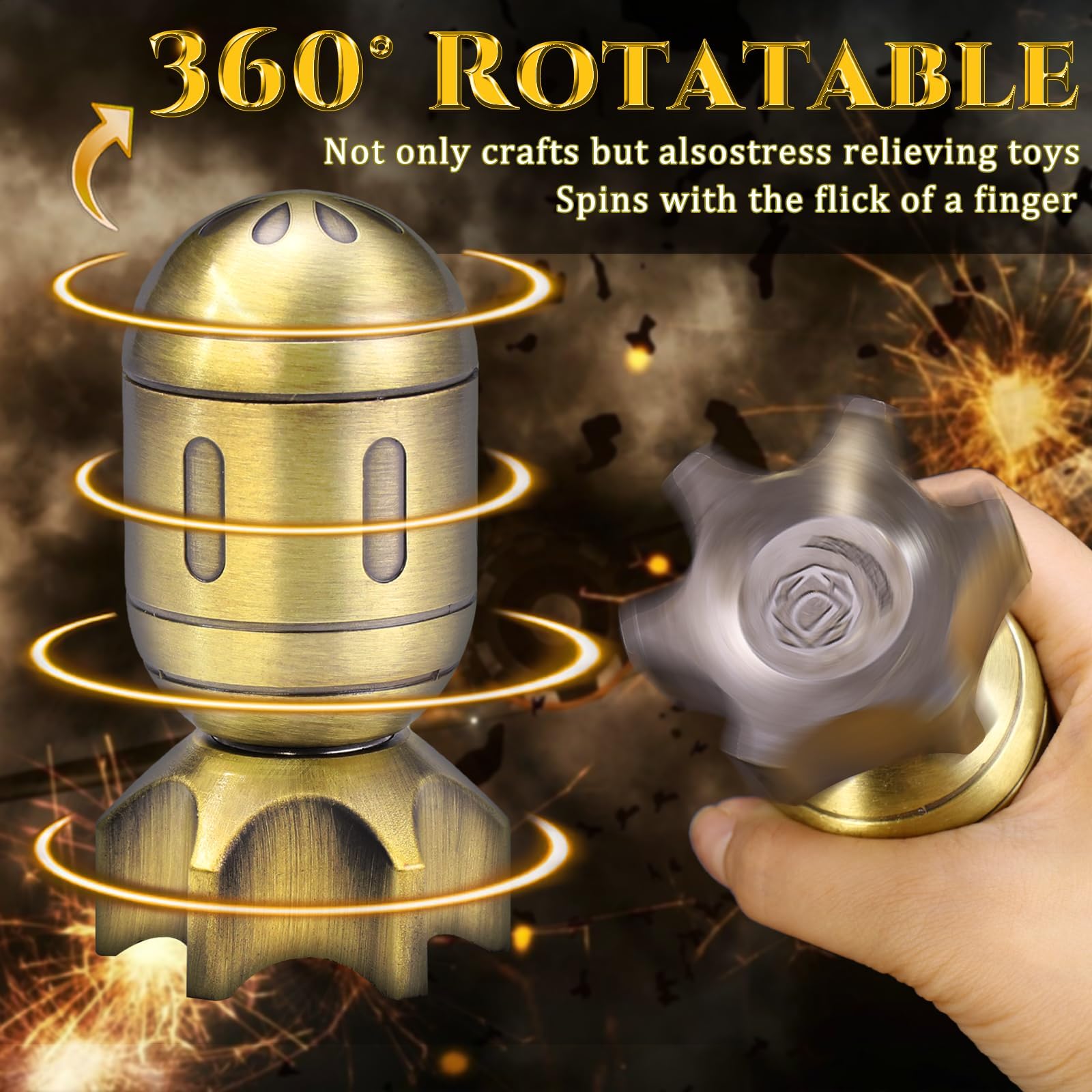 Set di dadi DND per Dungeons and Dragon, con missile rotante (bronzo brillante | ZHOORQI Set di dadi poliedrici, cool set di dadi per giochi di ruolo a tema guerra o crimini