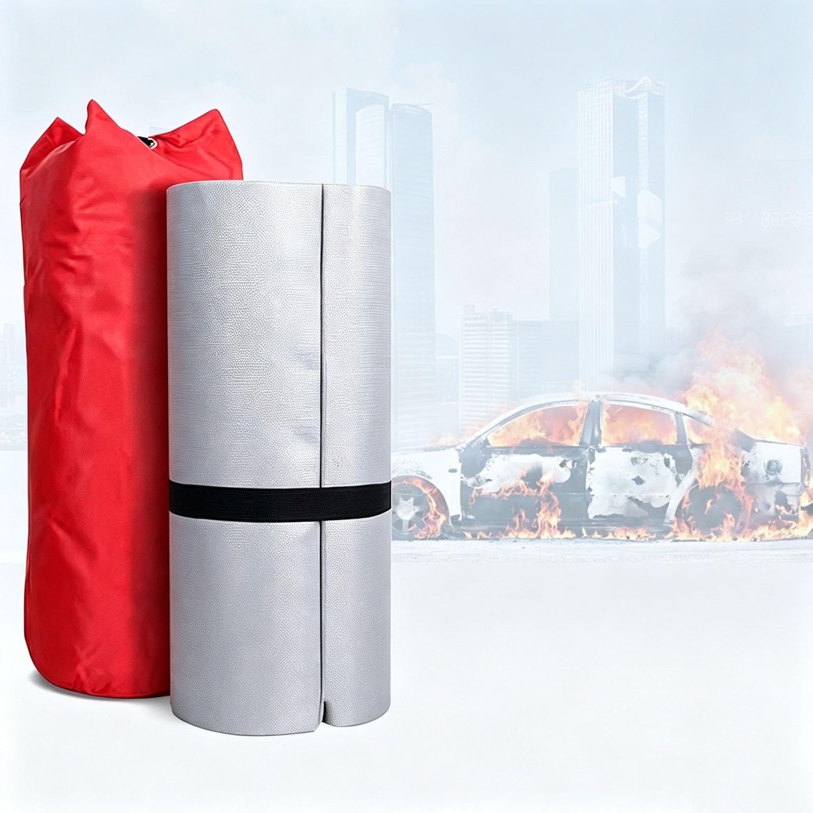 Coperta antincendio di emergenza per incidenti con veicoli elettrici | Coperta antincendio di emergenza,Copertura ignifuga resistente alle alte temperature fino,Coperte di sopravvivenza sicure