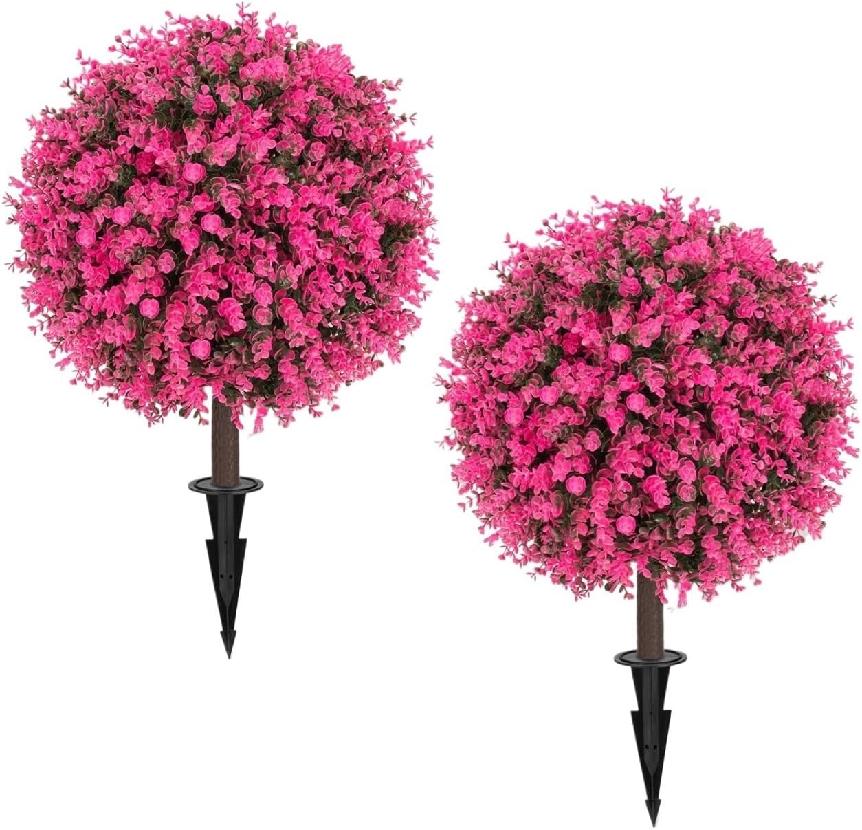 Artificial Boxwood Spherical Shrubs, with Ground Stakes, UV Resistant, for Garden and Courtyard Decoration(Pink)