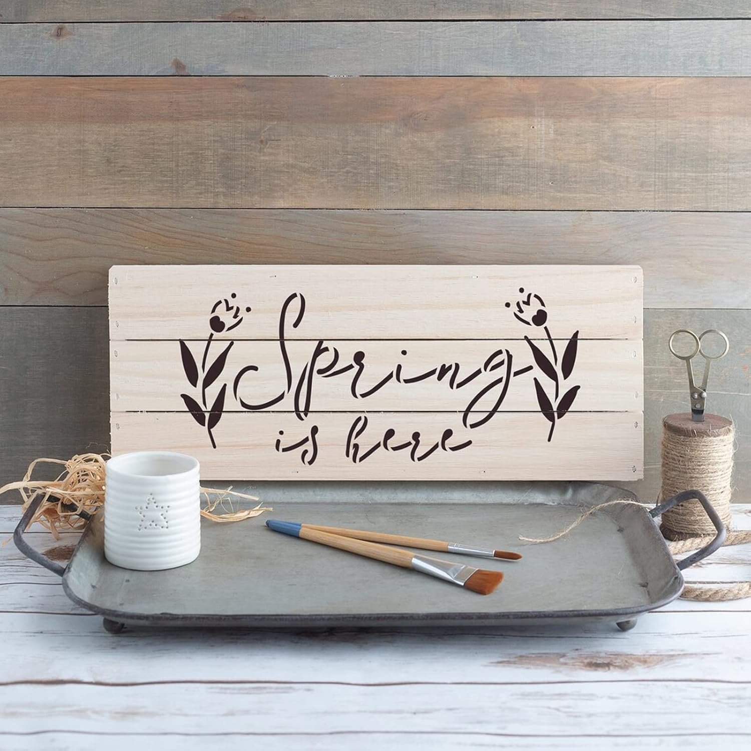 JAJADO Silk Screen Stencils Spring Chalk Paste Starter Kits 16 Pcs, Adhesive Printing Mesh Transfers Paint for Craft Plants Painting on Wood DIY T-Shirt Card 5+6+5 Kits