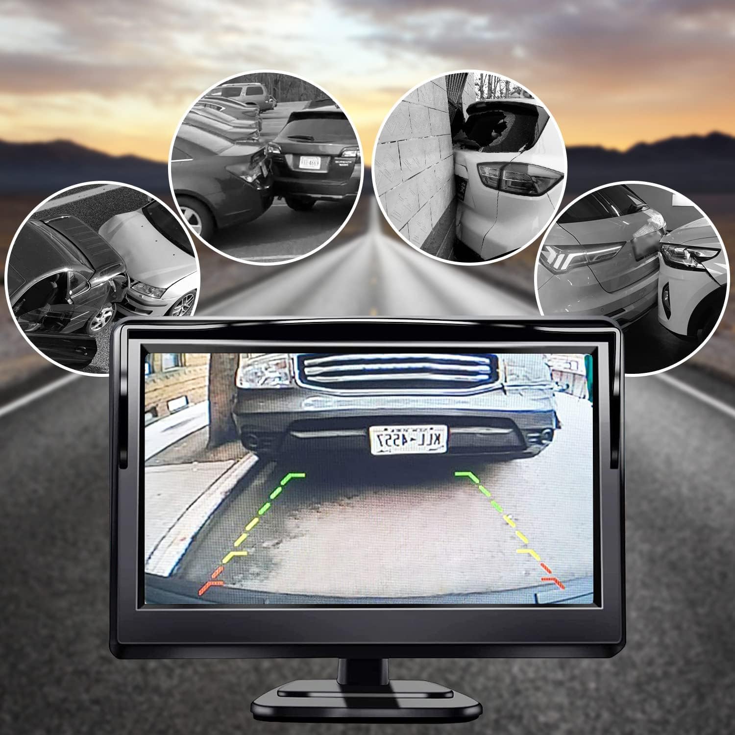 Backup Camera Monitor Kit - 4.3 Inch LCD Achteruitrijcamera Voor Auto, SUV, Van, Vrachtwagen - Zwart Waterdicht