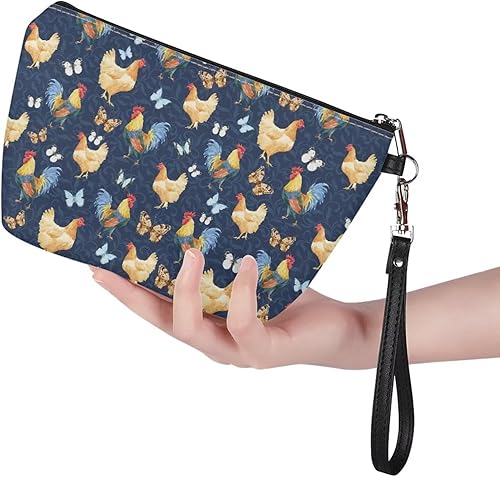 Miniatura 8 de Bigcardesigns Bolsas de maquillaje de viaje con estampado de pavo real, organizador de cremallera, bolso cosmético, impermeable, de piel sintética,