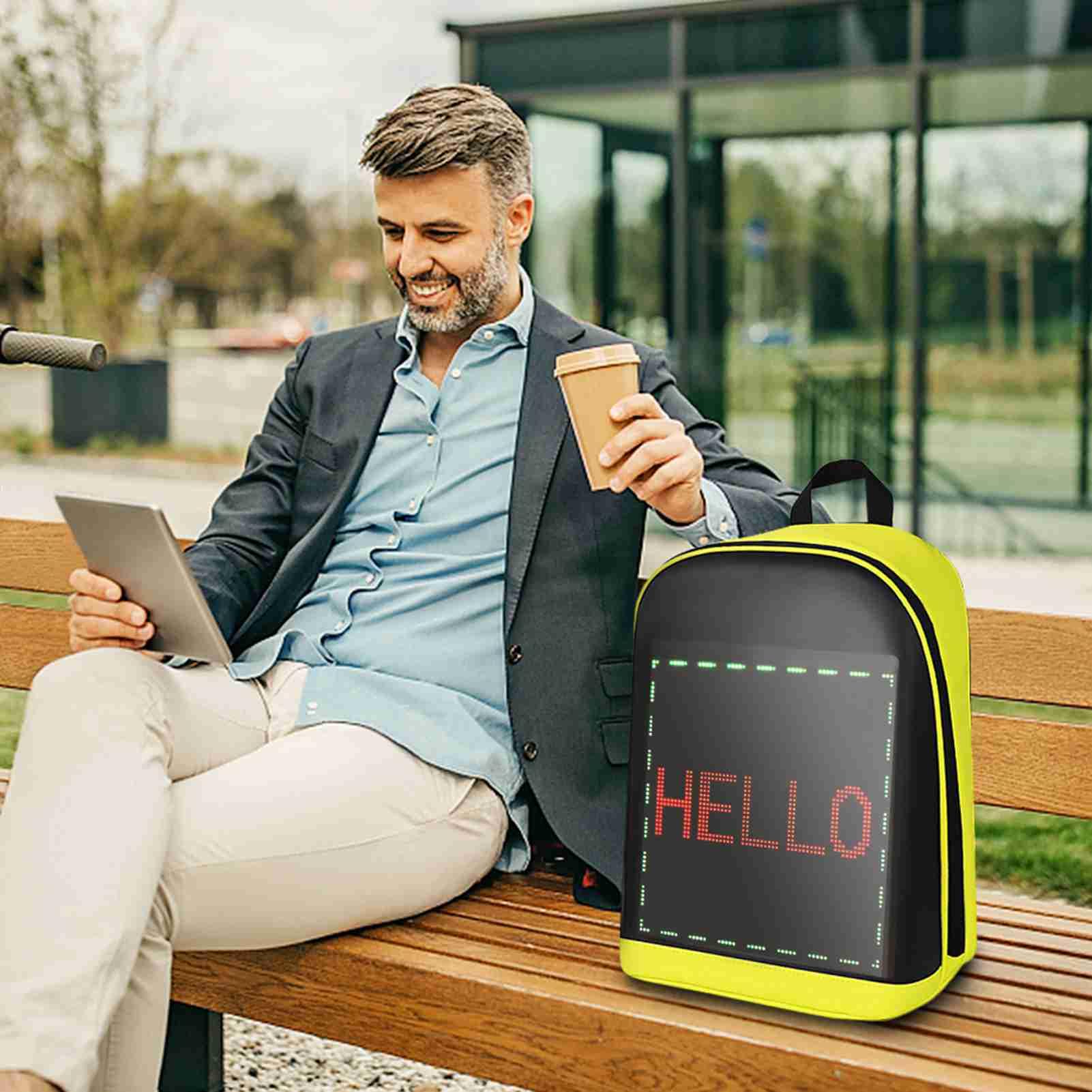 Spersonalizowany Zestaw Toreb Podróżnych z Ekranem LED dla Mężczyzn, Kobiet, Studentów, Wodoodporny materiał PU, Aplikacja BT Connection, Bardzo Szerokie Paski, do zajęć na świeżym Powietrzu