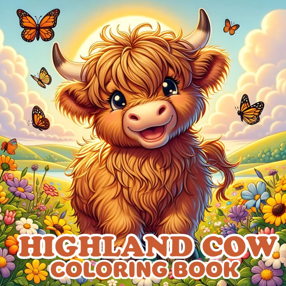 Highland Cow Coloring Book: Bold and Easy Designs for Highland Cattle Lovers, Fun for Kids and Adults