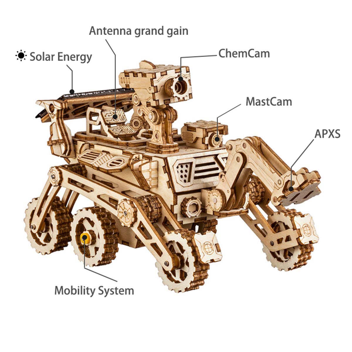 ROKR Wooden Model kits For Adult Build Your Own Robot Model Solar