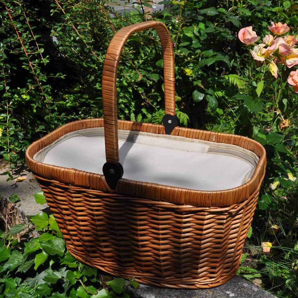 Les Jardins de la Comtesse - Cestino da Picnic "Chantilly Lin" di Vimini - Scompartimento Isotermico Fisso - Per il Mercato, il Picnic/la Spiaggia - Maniglia Pieghevole - 48 cm x 29 cm x 27 cm