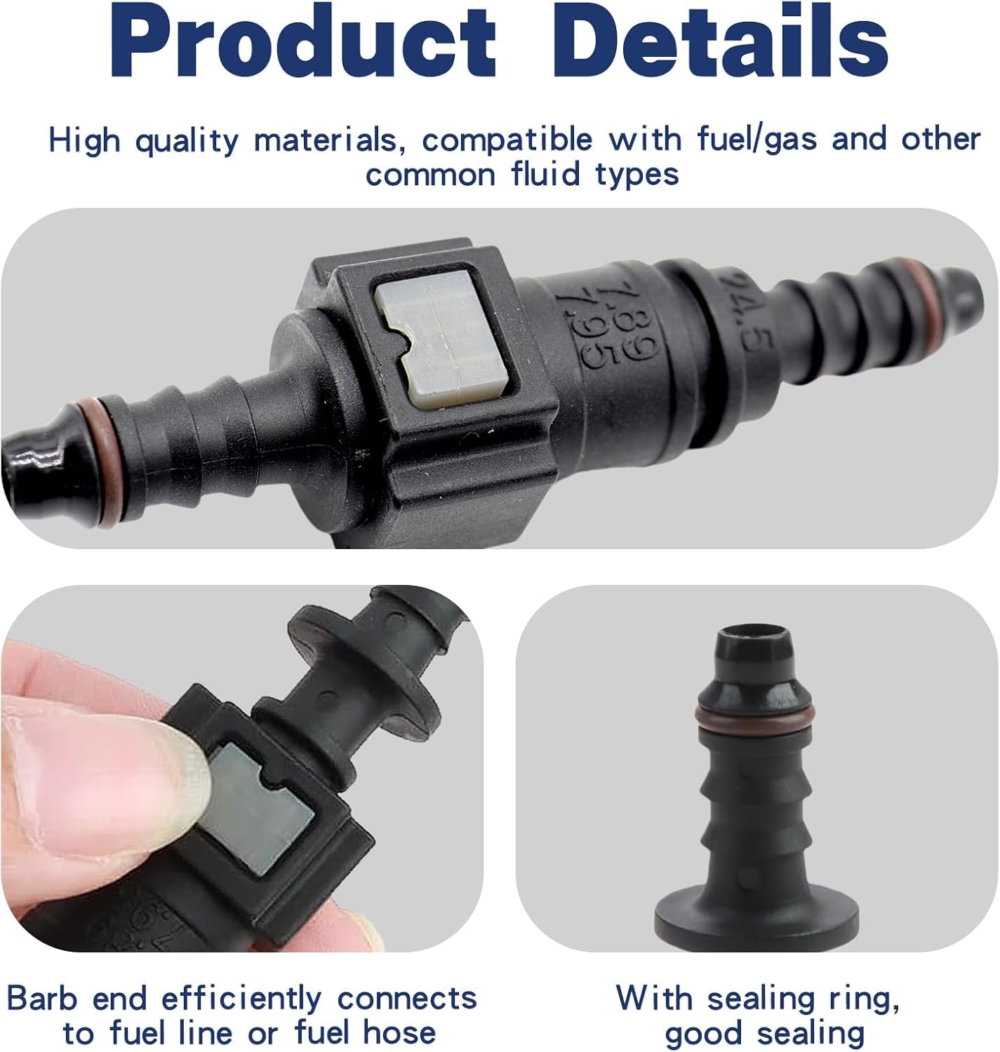 2 Set 7,89 mm a 8 mm Dritto Auto Carburante Flessibile Rapido Rilascio Connettore, Raccordo Rapido Tubo Benzina, Kit Connettore Accoppiatore a Sgancio Rapido per Tubo Flessibile