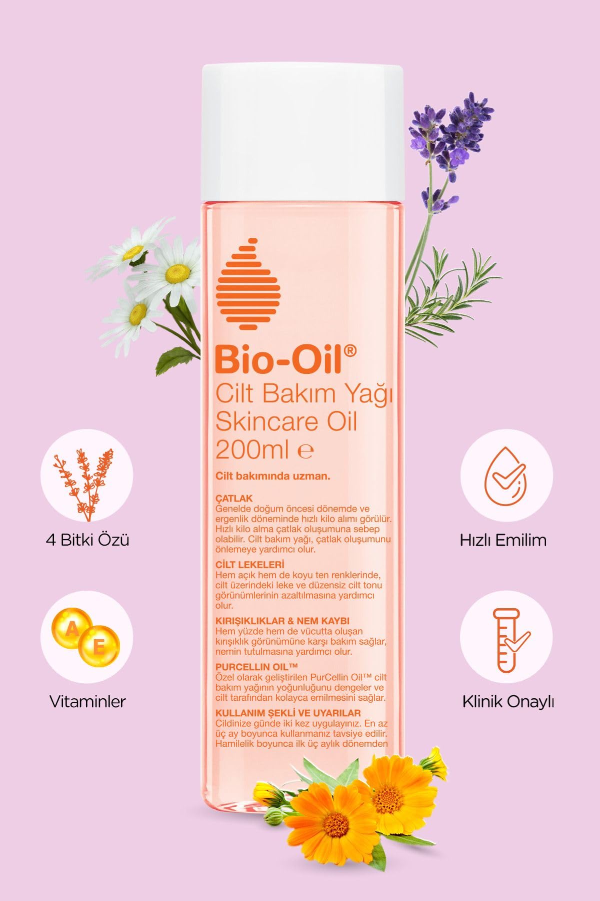 Bio-oil Cilt Bakım Yağı 200 ml Çatlak Karşıtı ve Nemlendirici