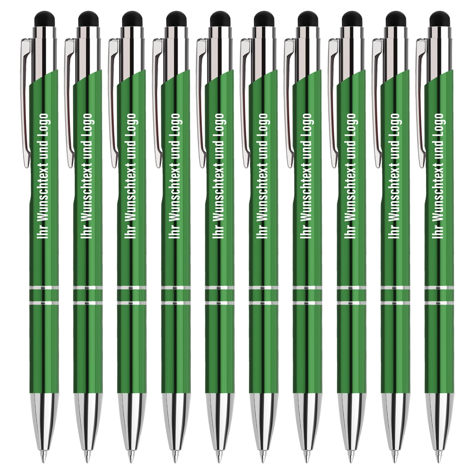Personalisierter Kugelschreiber mit Gravur Wunschtext, 10–1000 STK 2-in-1 Ergonomisch Kugelschreiber mit Touchpen, Geschenk für Büro, Schule, Business & Vertragsunterzeichnung, 50 STK
