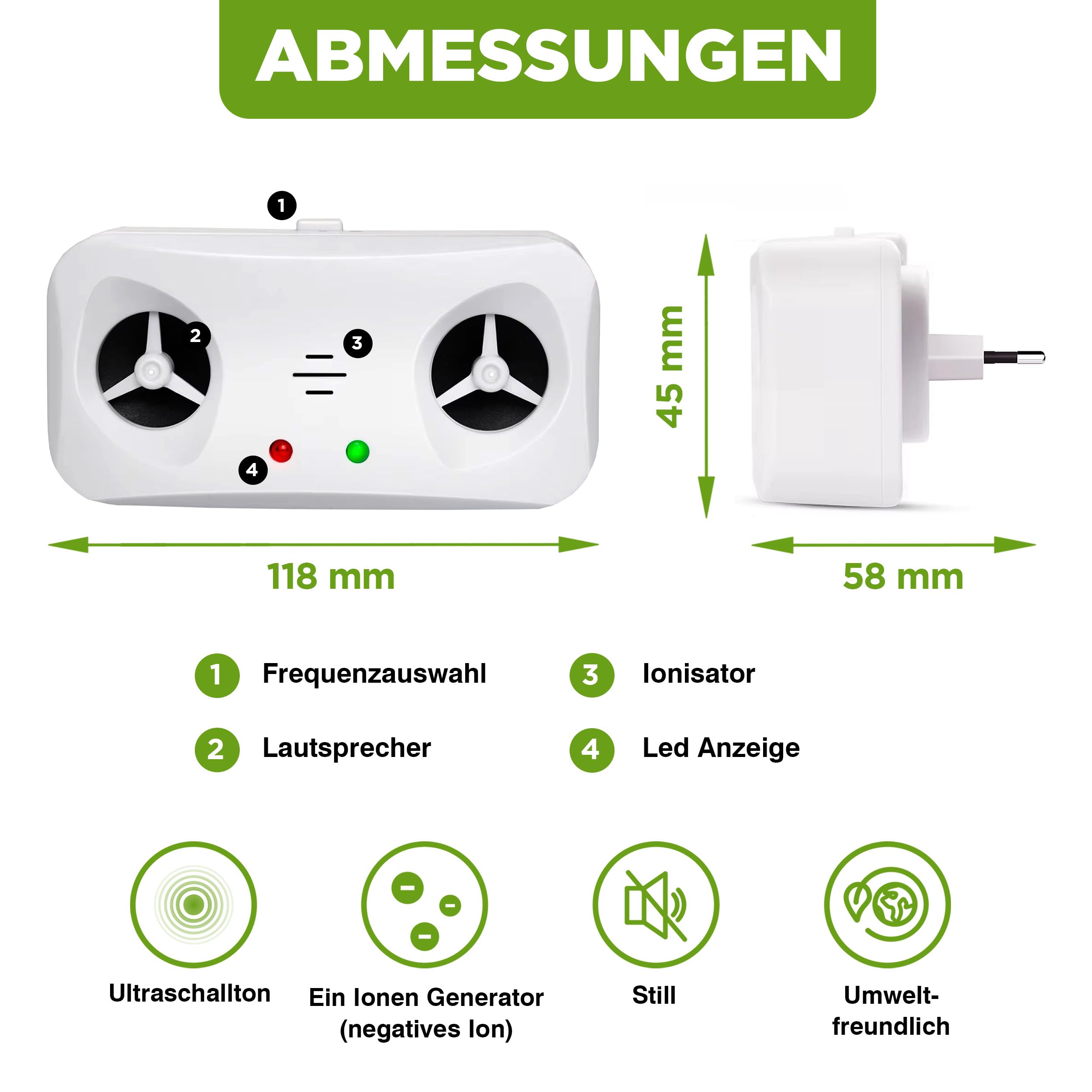 ISOTRONIC Schädlingsabwehr mit Ionisator | zum Schutz vor Mäuse, Nager, Spinnen, Kakerlaken im Haus, Keller| Mäuseabwehr flexibel einsetzbar – umweltschonend & tierfreundlich