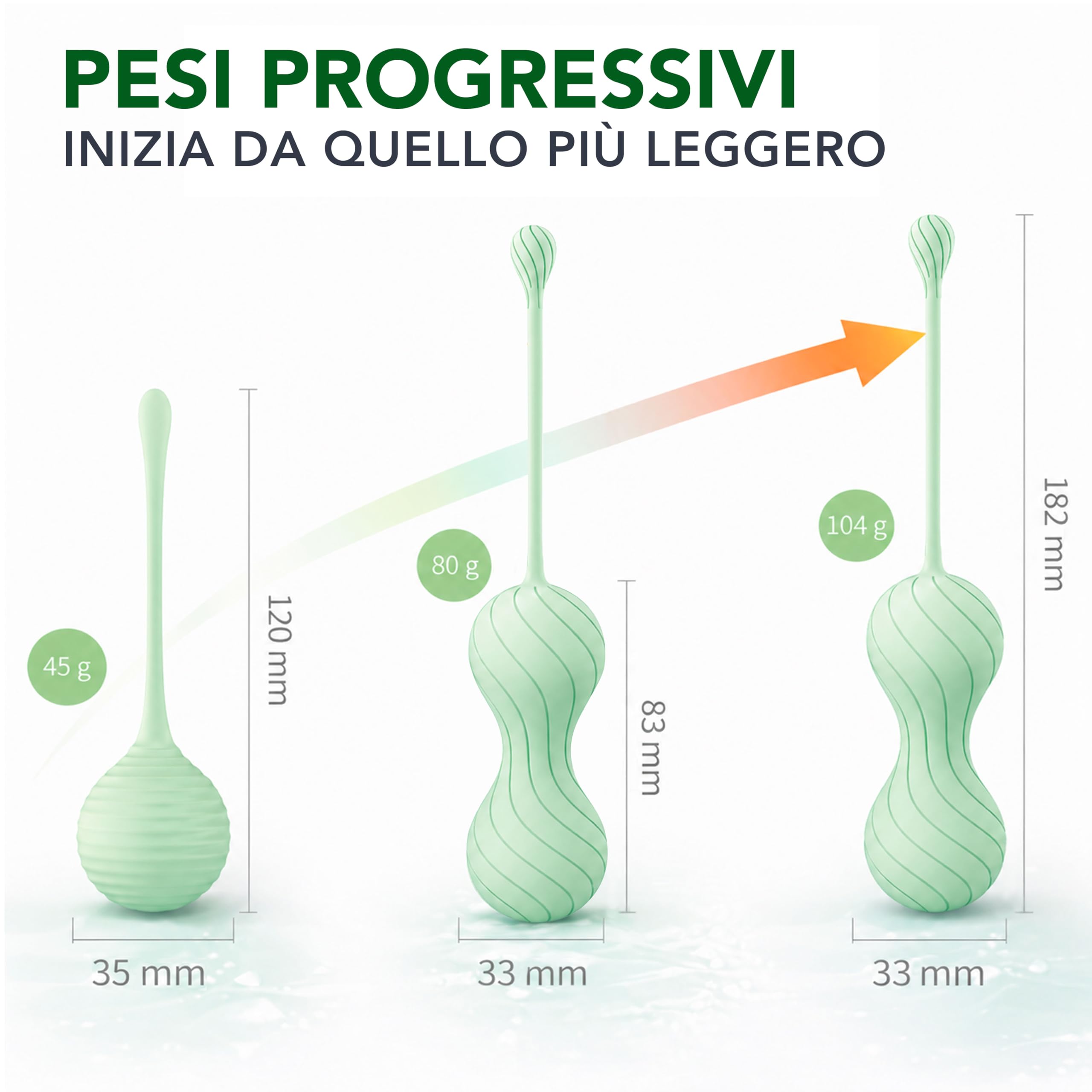 AIESI® Palline di Kegel donna per esercizi del pavimento pelvico GRAVIFLEX INTIMA, Dispositivo Medico Certificato, Garanzia Italia 24 mesi