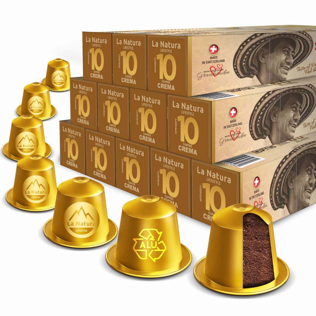 La Natura LIFESTYLE 120 cápsulas de café CREMA de aluminio, 100% reciclables, compatibles con Nespresso
