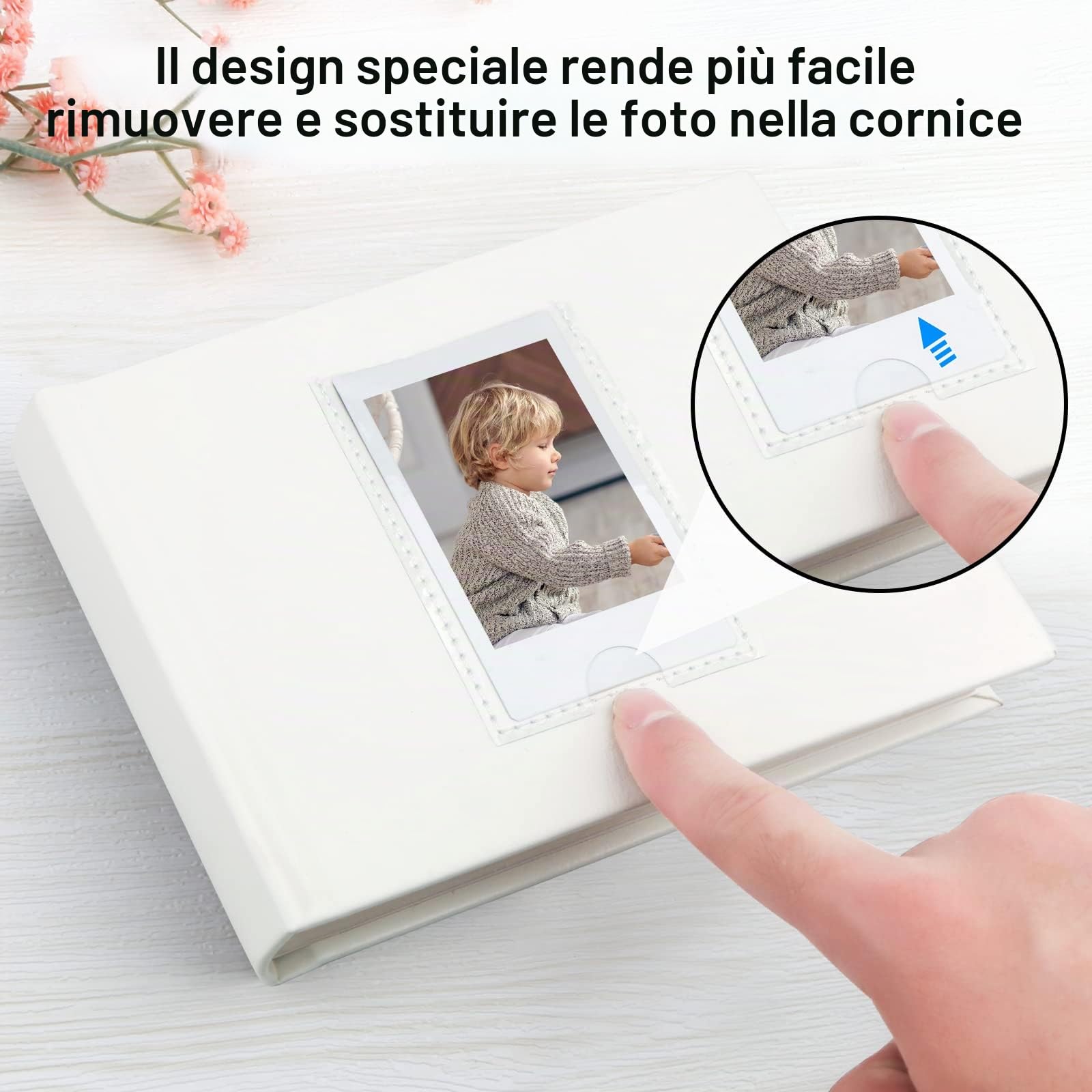 Mini album fotografico a 64 tasche con spazio per scrivere, finestra frontale, per album fotografico Polaroid 3 Inch， per Fujifilm Instax Mini 12 11 9 8 7+ 40, Kodak Zink, HP Sprocket (Bianco)