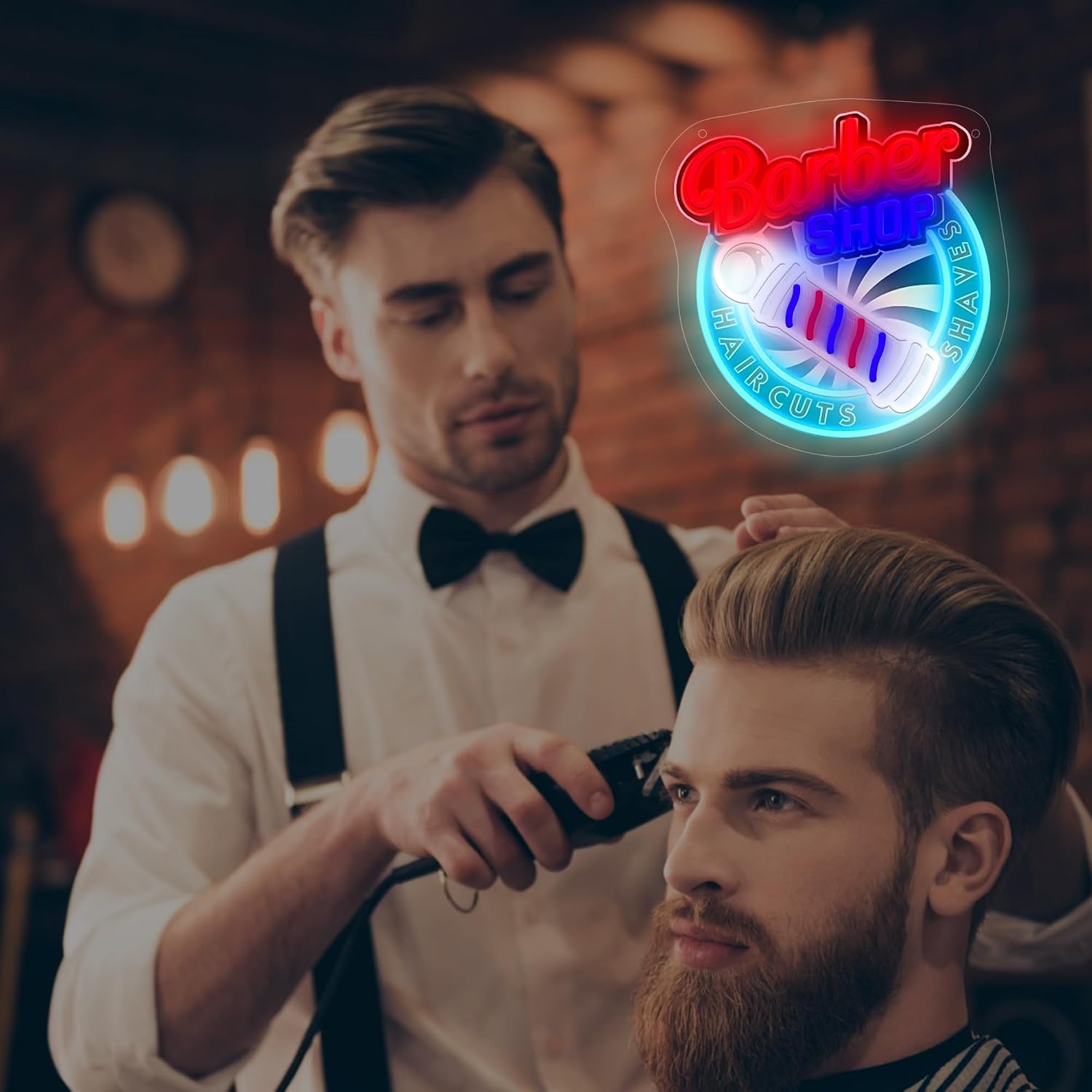 Barber Shop Neon Sign, LED Wall Light for Barber Shops & Hair Salon Decor, Bright Acrylic Neon Sign for Barbers, Modern Lights for Hair Salon Decor, Unique Gift for Hairdresser, USB Powered Wall Art