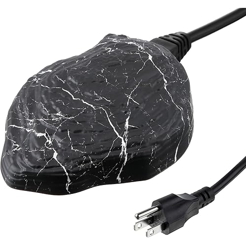 Saillong Bird Bath Deicer Heated Rock, 80W Submersible Utility Decorative De Icer, Thermostatic Controlled Winter Water Heater with Aluminum Base for Outdoor Bird, Chicken, Duck (1 Pack,Black)