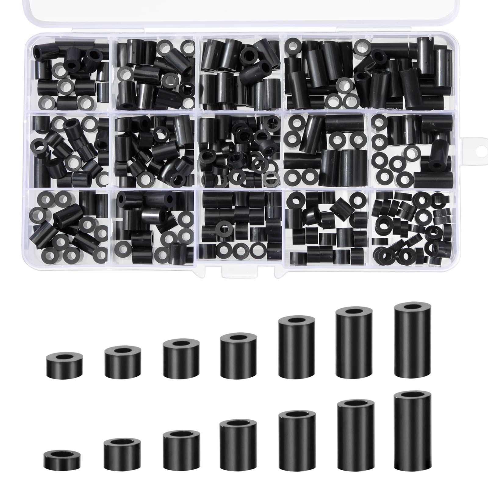 QUARKZMAN 100 stuks ronde afstandhouders van nylon, 4 mm Id, 7 mm Od, 20 mm afstandhouders voor schroeven met hoge hoogte zonder schroefdraad