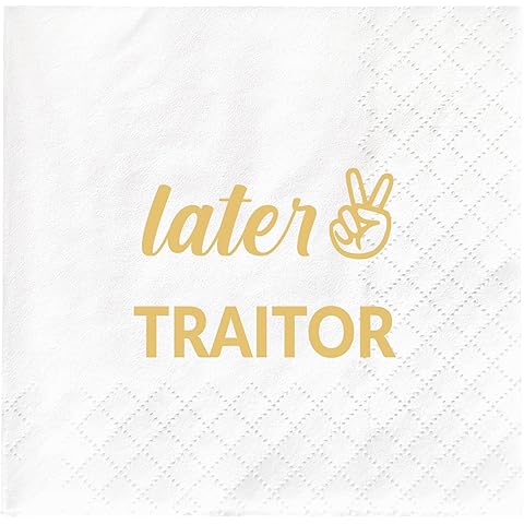 Joyiou Later Traitor Cocktail Napkins, Going Away Party Decorations Gift for Coworker Friends, 50pcs Job Change Relocating Last Day Office Party Napkins Supplies Favors, Folded 4.5x4.5 inches 2-Ply