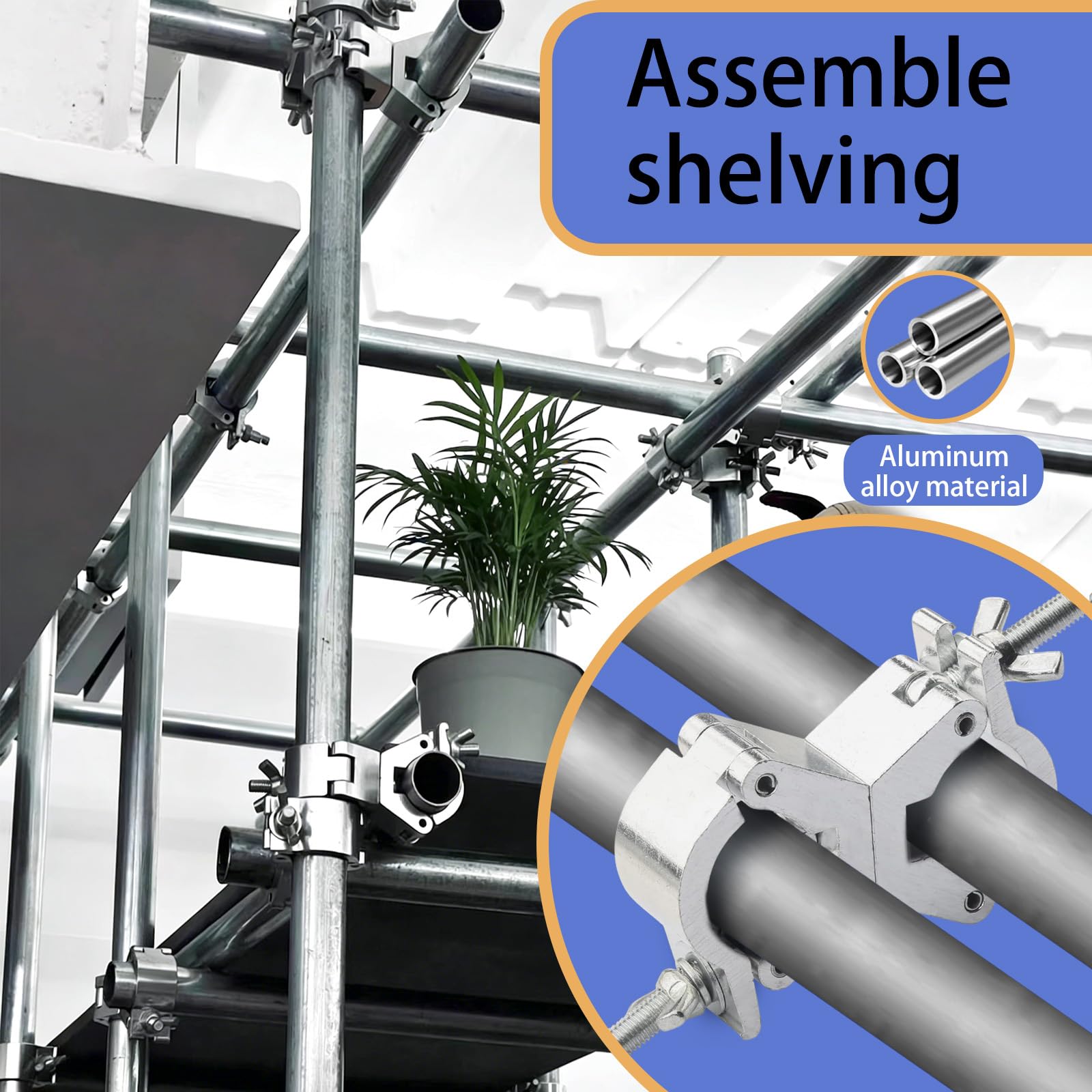 WECAN Aluminium C-Klemme verstellbar 30-35 mm für Moving-Head-Beleuchtung 4er-Pack silberfarben