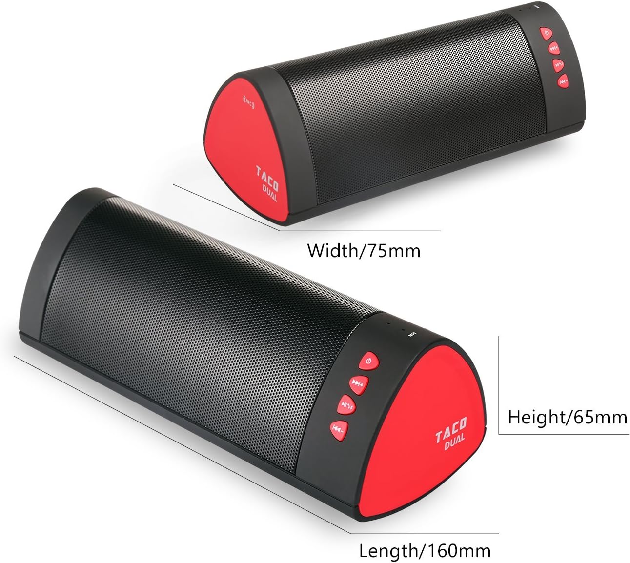 iDeaUSA Dual Bluetooth Wireless Speakers - Portable Speaker Combo Pack, 4x Woofers with Buddy Setup, Boombox, Up to 10 hours play time, Built in Mic, NFC Compatible for iPhone, Samsung, Nexus and more