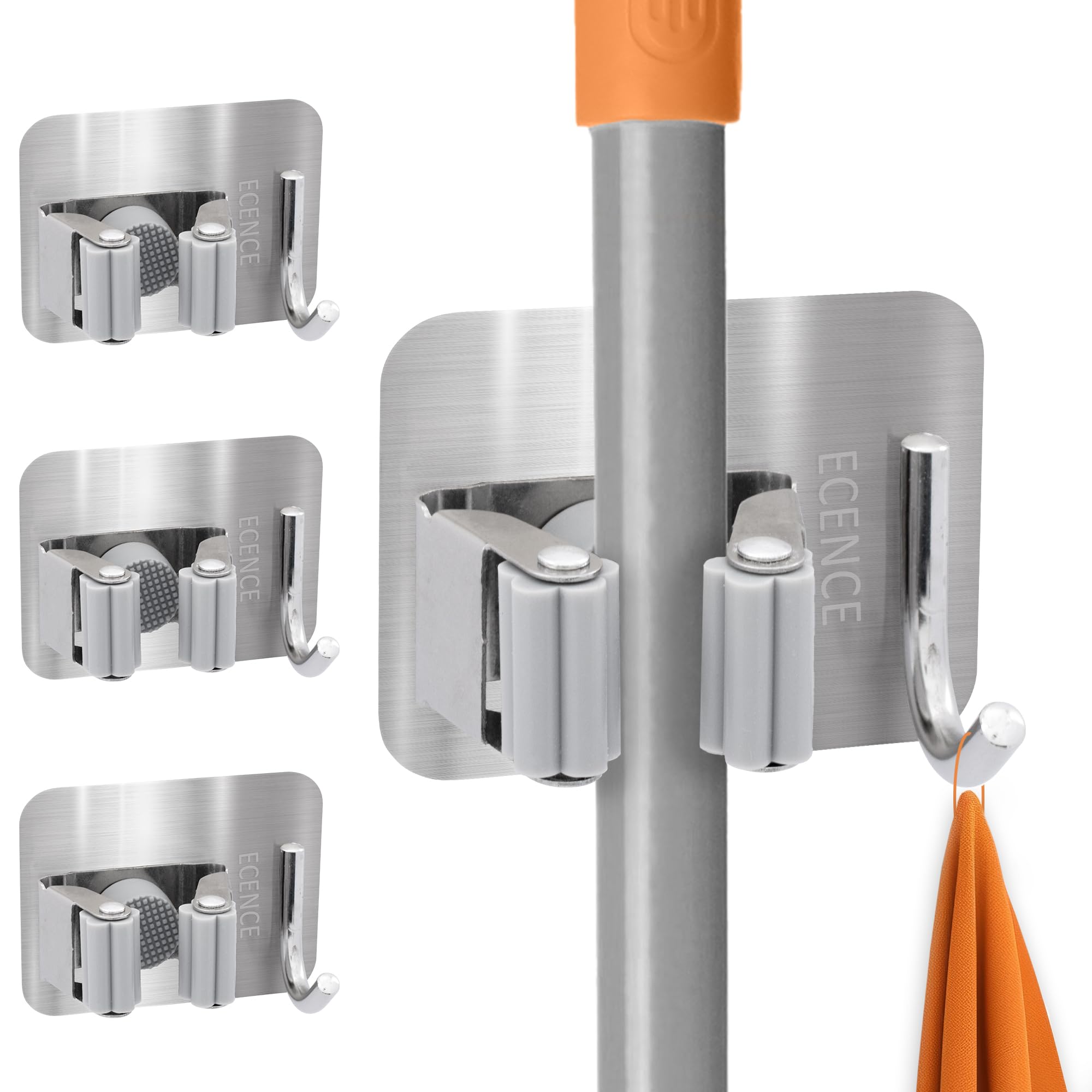 Bntyok Besenhalter Aus Edelstahl – 5-teiliges Set Mit Haken, Rostfrei & Einfach Zu Montieren, Für Küche, Bad, Garage
