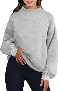 ANRABESS Womens Mock Neck Sweatshirt Oversized Pullover | Cozy Fall Fashion Long Sleeve Tops, Casual Going Out Daily Wear, Loose Fit, Soft Fleece, 2026 Winter Trendy Outfits