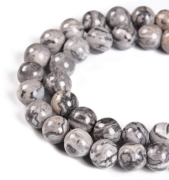36pcs 10mm Natural Map Jasper Gemstone Round Spacer Loose Stone Beads for Jewelry Making 15.5" 1 Strand Map Jasper, 10mm 36Beads