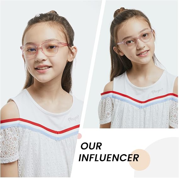 DUCO Blue Light Glasses for Kids Girls Boys,Gaming Computer TV Phone Fake Glasses for Kids Age 6-10,Anti Bluelight & UV K023