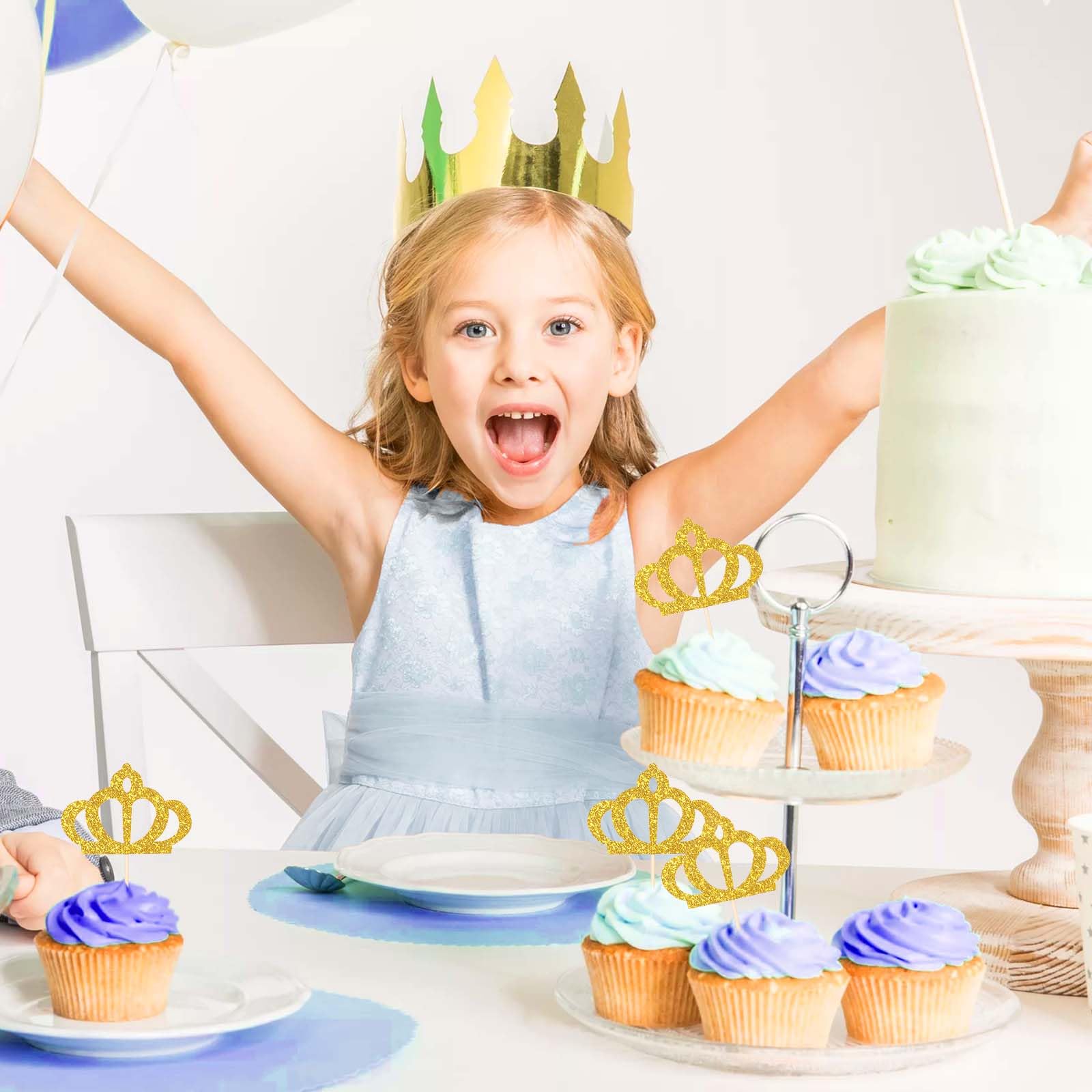 Gold Princess Crown Cake Topper