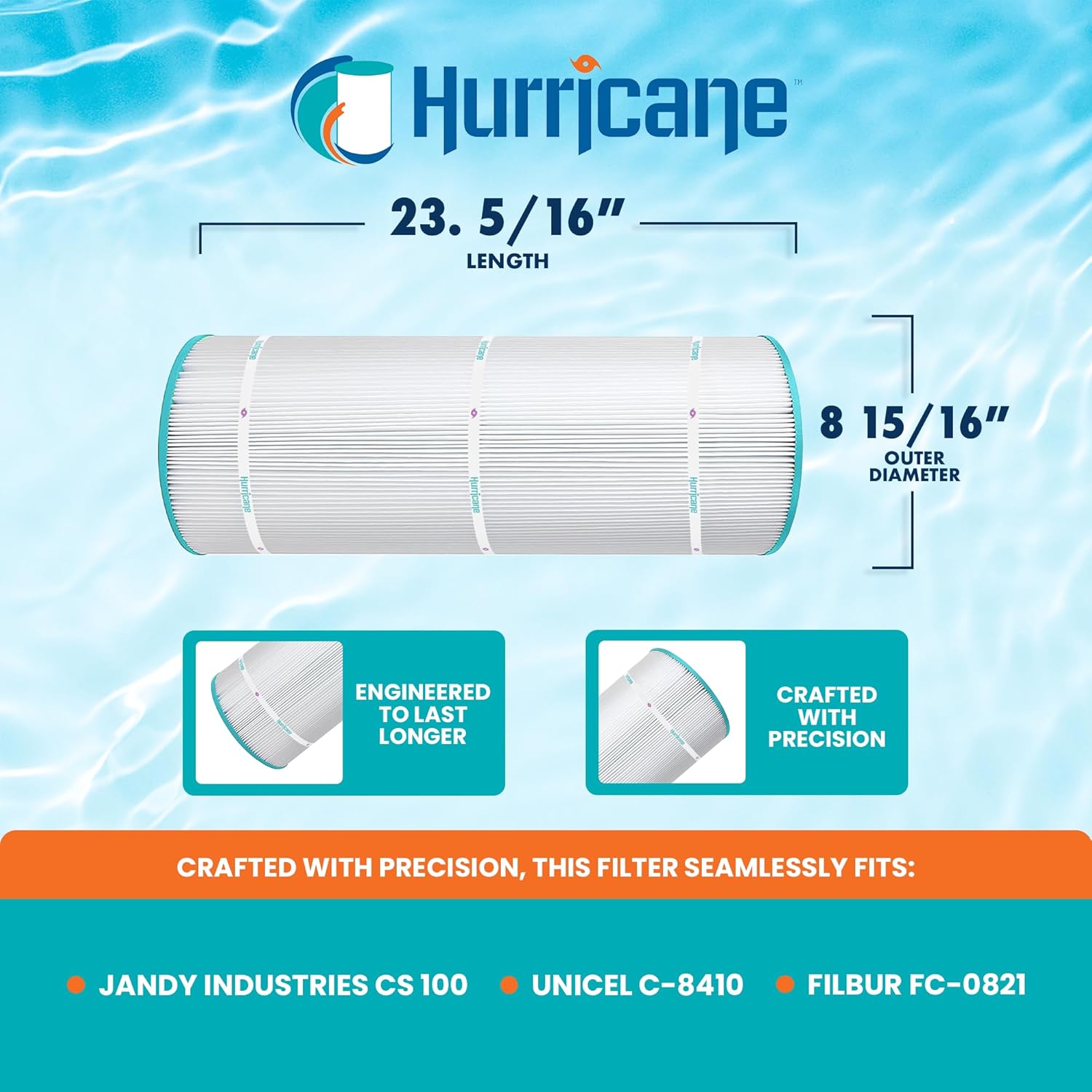 Hurricane Filters HF8410-01 Advanced Pool Filter Cartridge - Replacement for PJANCS100, Unicel C-8410, Filbur FC-0821, Jandy Industries CS 100 - Image 3