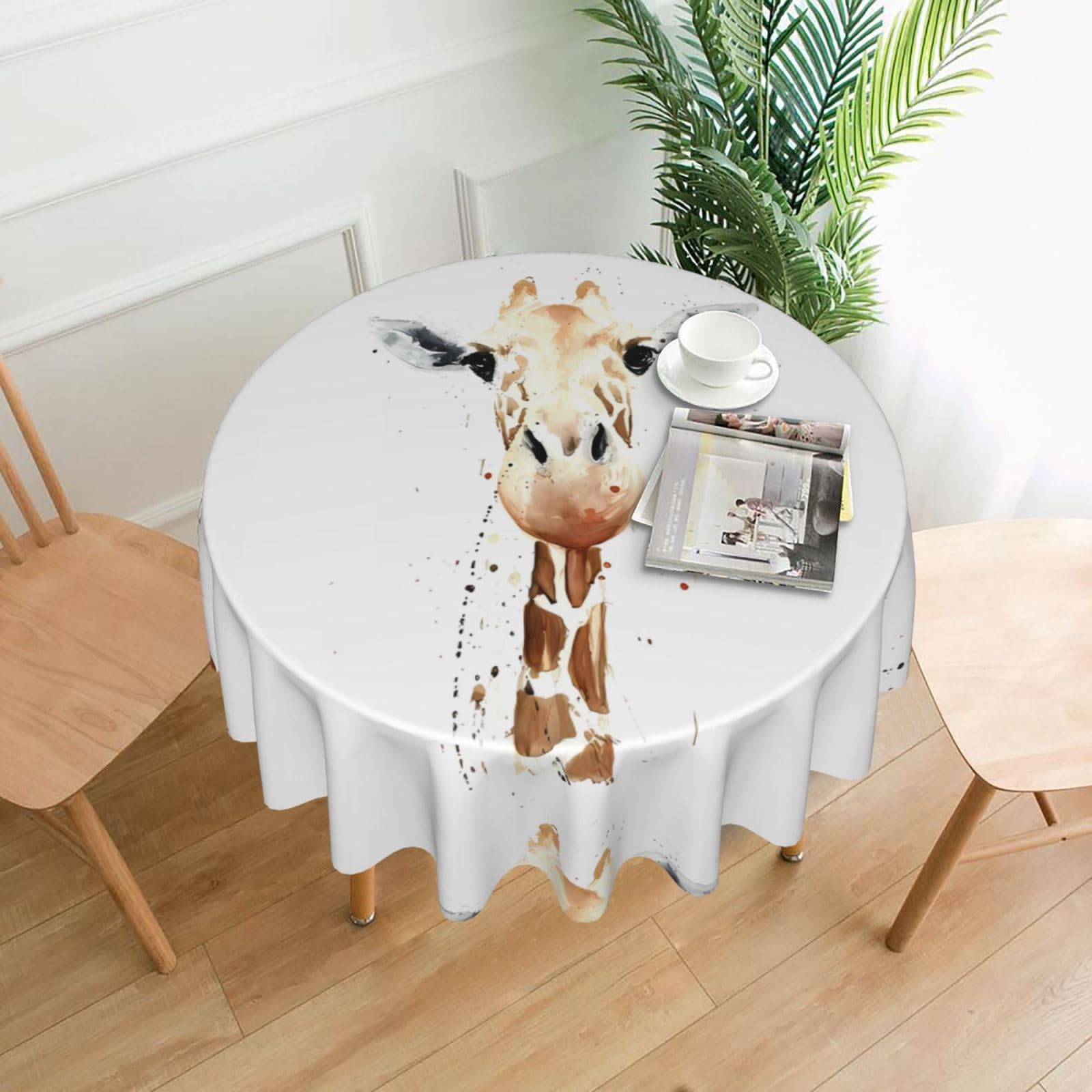 WHJSHOP clever giraffe Prints Round Decorative Throw – 60in Stylish Table Cover for Dining, Parties & Outdoor Events
