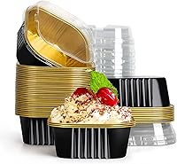 Vista 16 de EUSOAR Moldes para pasteles con tapas, 50 piezas de 10 onzas / 10.1 fl oz cuadrados para cupcakes, moldes desechables, recipientes de papel