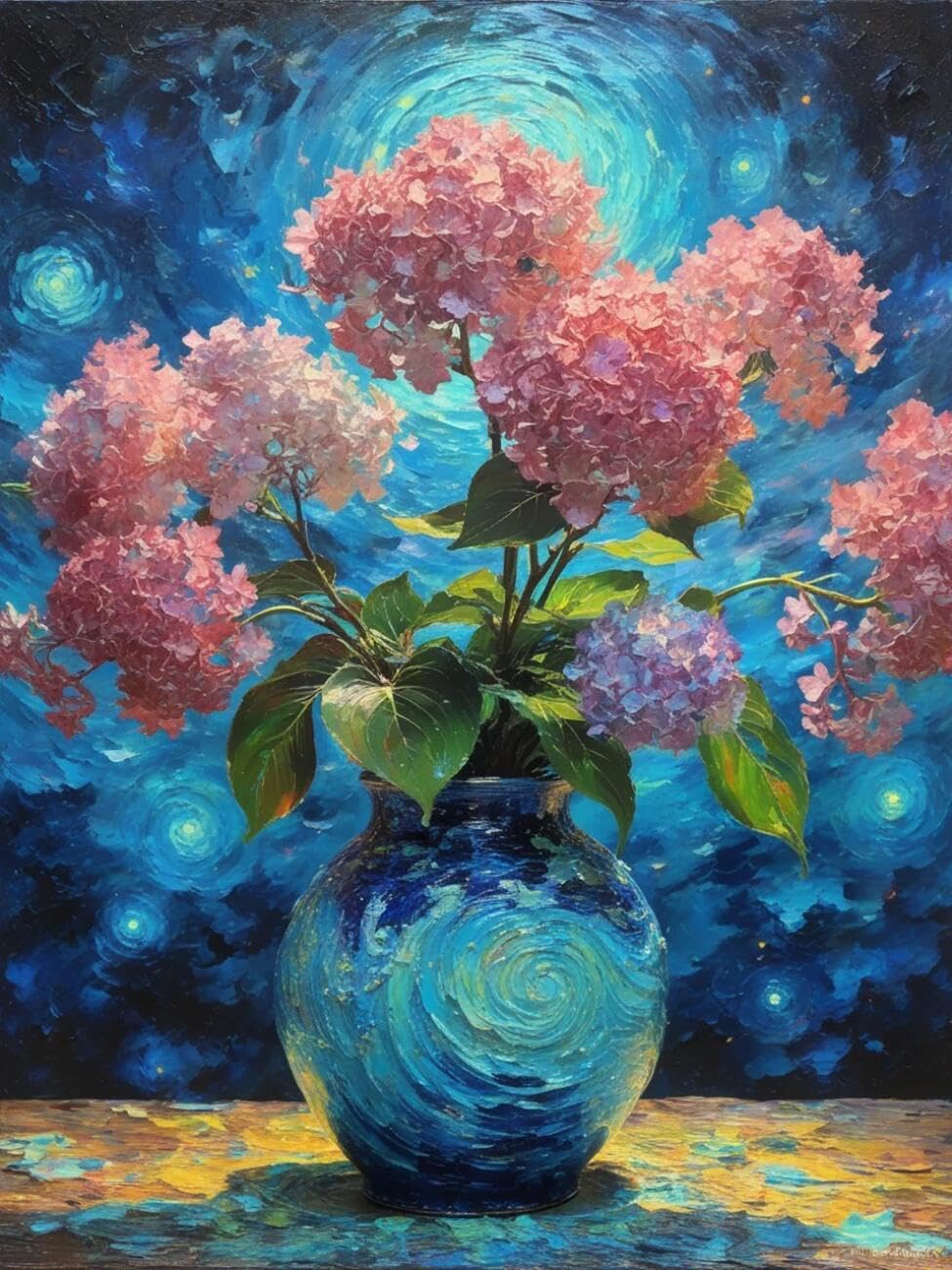 Henypt Cross Stitch Kits Hydrangea Oil Painting Flowers DIY Arts Aand Craft Kit for Beginners The Elderly with Accessories Home & Leisure/Gifts 14CT 50x70cm