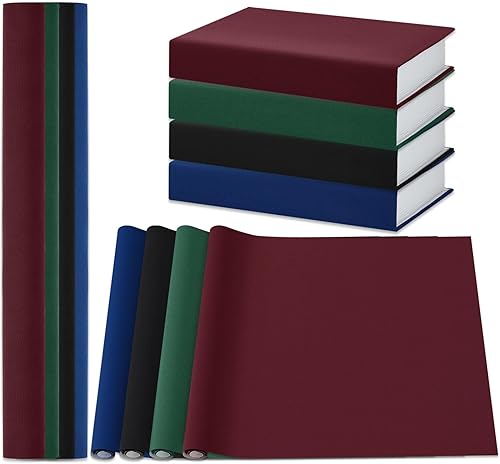 PerKoop 4 piezas de tela para encuadernación de libros de 40 x 16 pulgadas, superficie de tela y parte trasera de papel, tela para encuadernación de