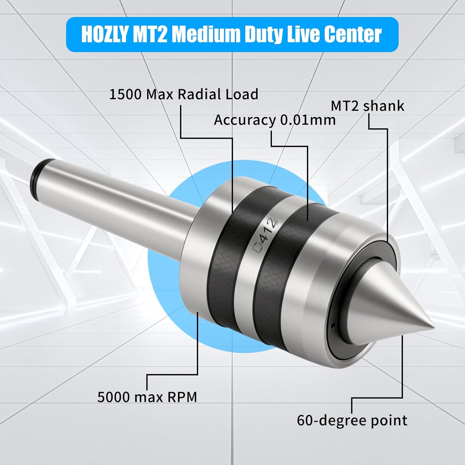 HOZLY MT2 Medium Duty Live Center,MT2 Live Center 60 Degree Morse Taper Precision Lathe Medium Duty Live Tailstock Center for Ordinary Lathe & CNC Lathe
