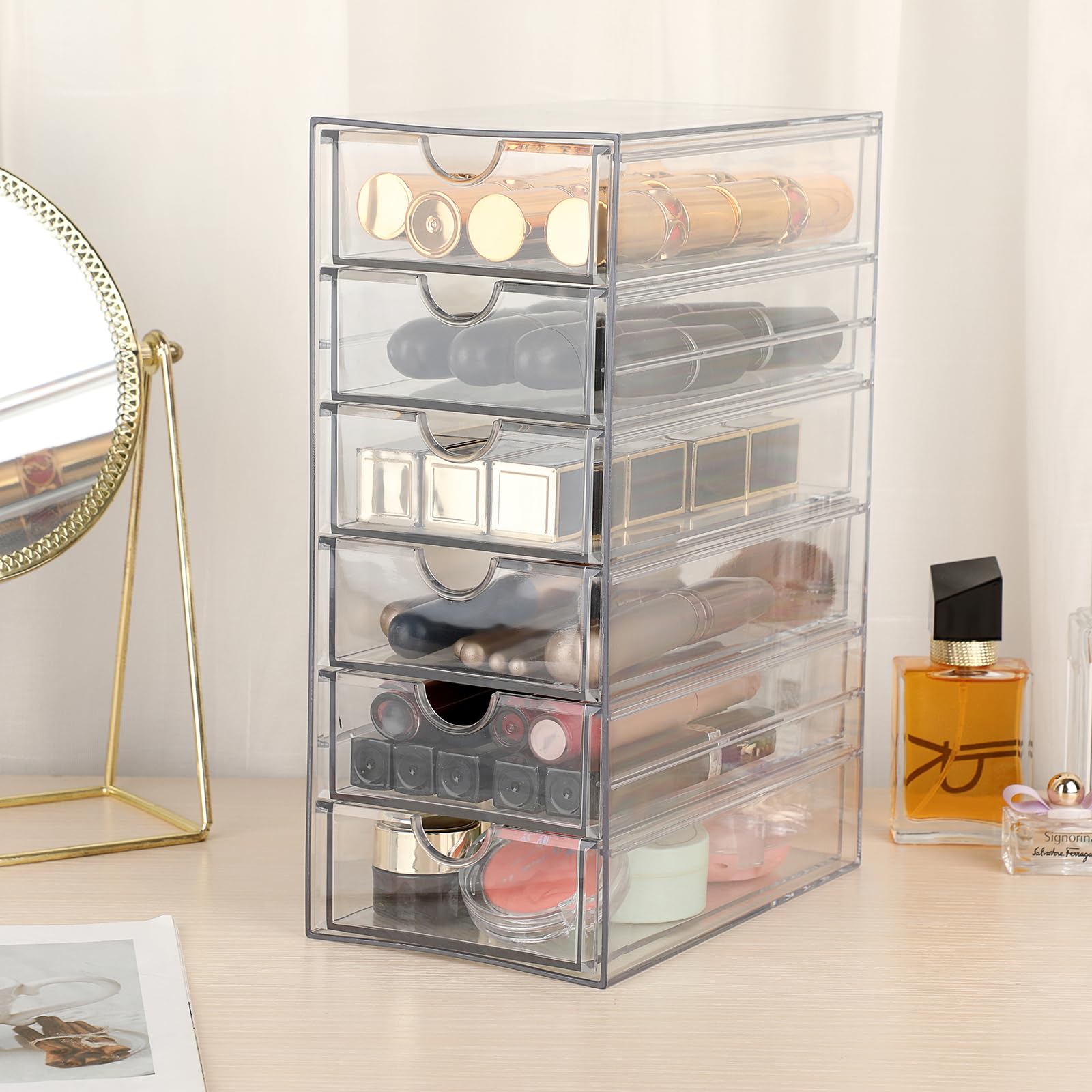 SUMTree Clear Hair Accessory Organizer Box with 6 Drawers, Plastic Hair Accessory Organizer Box - Image 4