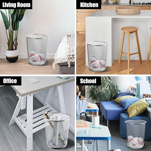 Miniatura 9 de SHSYCER Botes de basura de malla negra de 4 galones, bote de basura de malla para oficina, paquete de 10 unidades, papeleras de alambre de metal,