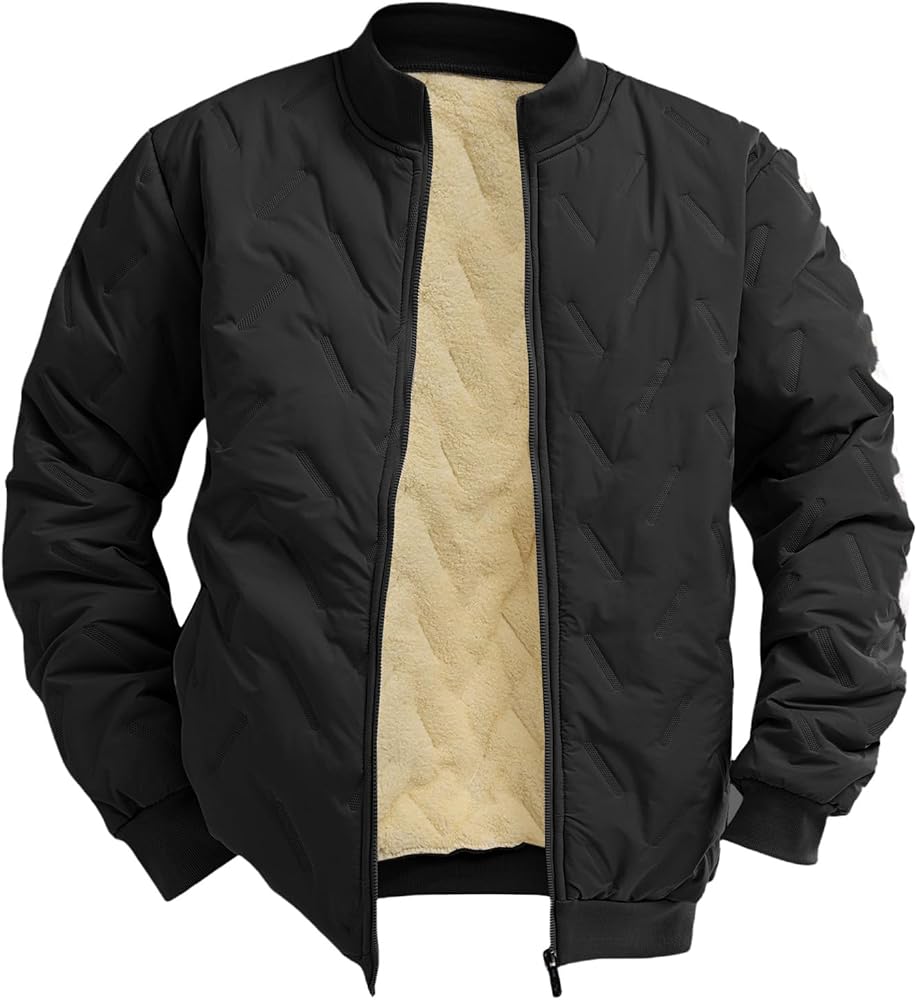 MBDWWLC Men's Bomber Jacket Full Zip Crew Neck Long Sleeve Coats