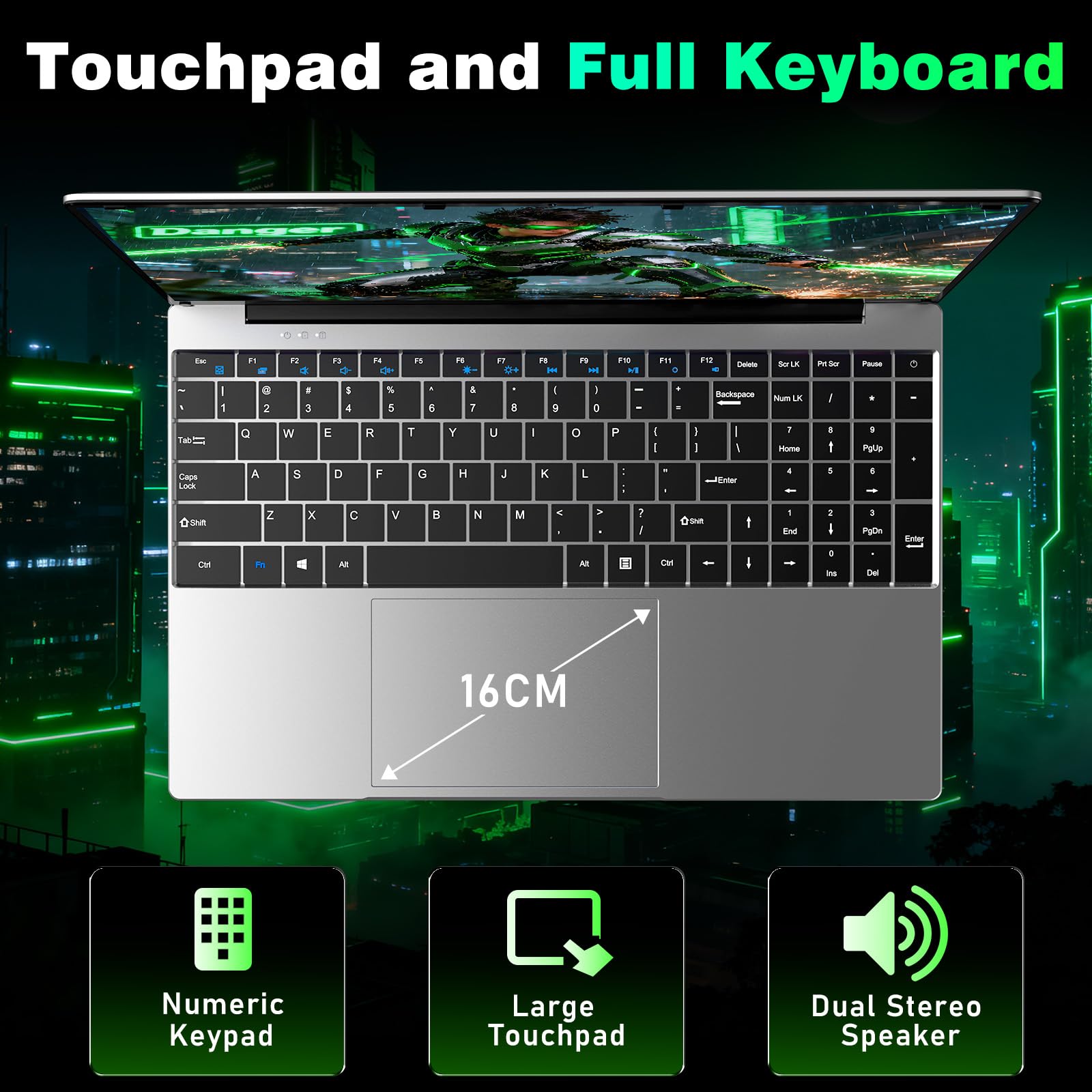 NIAKUN 2026 15.6 Inch Laptop with M3-6Y30 Processor, 16GB RAM 512GB SSD Computer Laptop, FHD 1920 x 1080P, 5000 MAh/38.5Wh, TF Card, Webcam, Touchpad, Student/Home/Business — view 5
