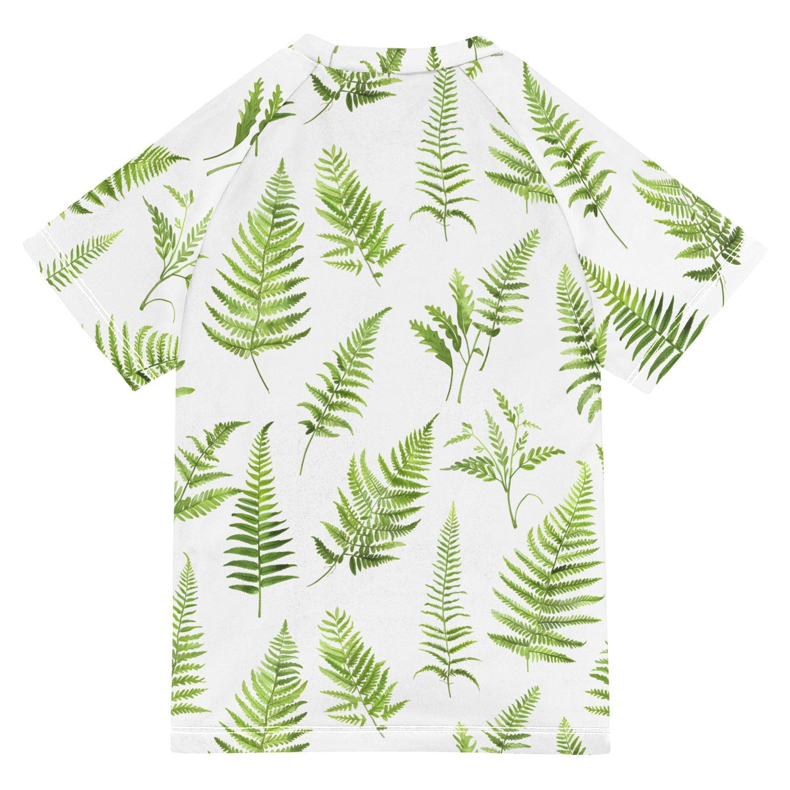 ALAZA Boys Rash Guard Swimming Shirt for Boys Short Sleeve Fern Pteridophyte UPF 50+ 5-6T