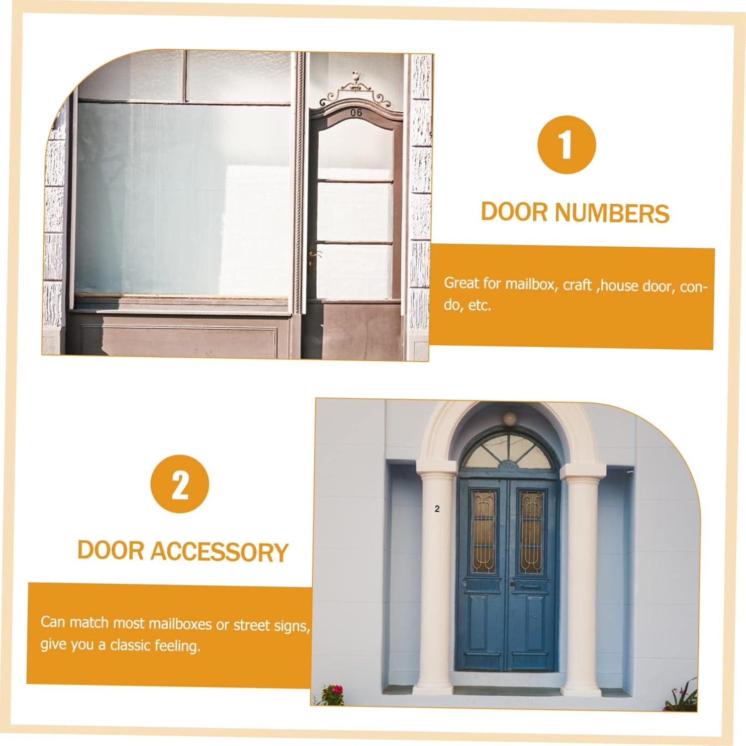 WOONEKY 10pcs Multi-function Door Numbers Self-adhesive House Numbers Replaceable Clock for Mailboxes