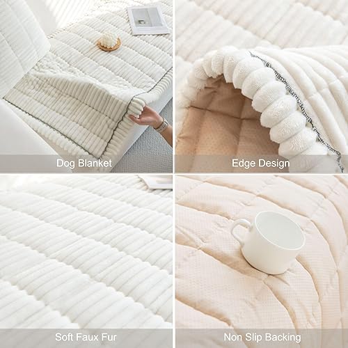 Miniatura 7 de Funda de sofá de felpa de piel sintética para perros con rayas 3D, funda de sofá esponjosa antideslizante, funda de cama esponjosa para perros,