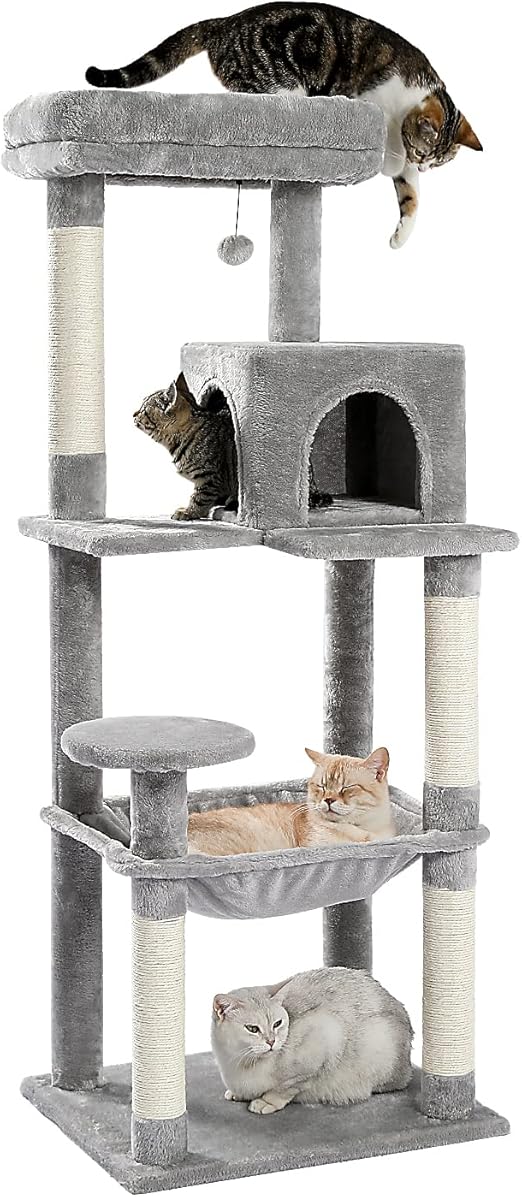 PEQULTI Cat Tree for Large Cats with Metal Frame Big Hammock, Cat Tower