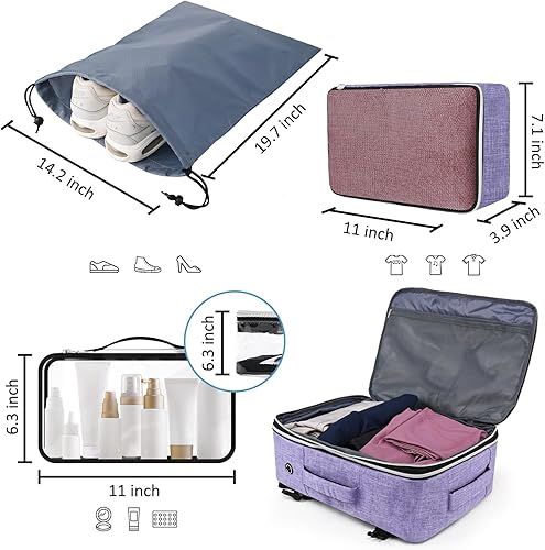 Miniatura 2 de Mochila de viaje para hombres y mujeres, mochila de transporte aprobada por vuelo, mochila para laptop de 17 pulgadas, bolsa grande, Tamaño púrpura