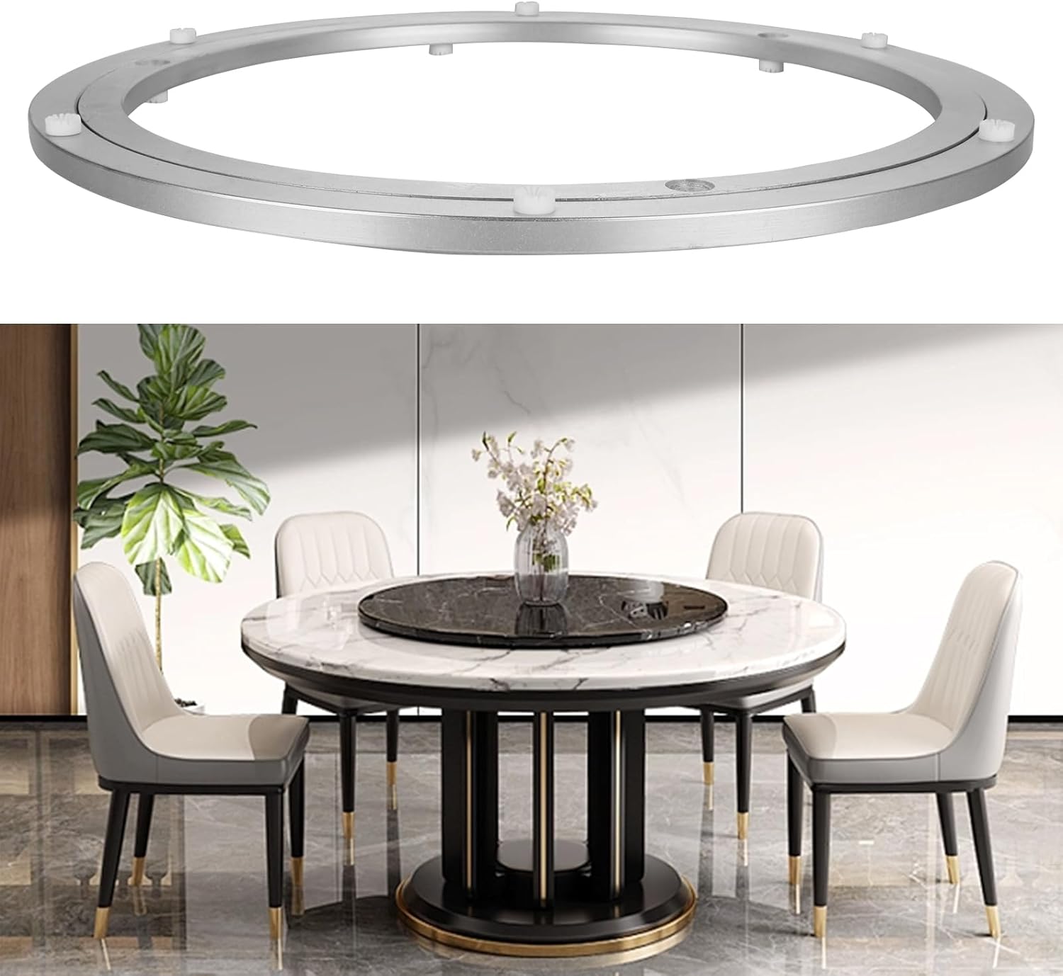 JUNENTER 2個パック レイジースーザンハードウェア 12インチ アルミ合金 回転ターンテーブルベアリング スイベルプレートハ