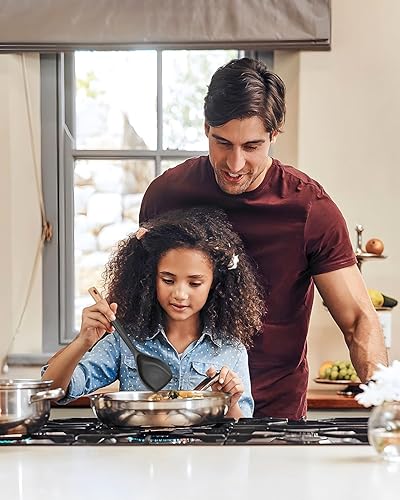 Vista 5 de Espátula de silicona antiadherente, borde flexible antiarañazos para sartenes, mango de madera cómodo antideslizante, resistente al calor, espátulas