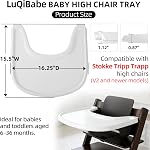 Baby High Chair Tray Compatible with Stokke Tripp Trapp Chair (V2 and Beyond) with Smooth Surface and Strong Suction Power Made of Food-Safe Plastic (BPA BPS BPF Lead Phthalate Free) - White