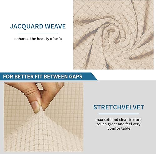 Vista 114 de LiveGo Funda para sofá esquinero, protector de terciopelo elástico para sillón reclinable, funda de sofá para sillón reclinable, juego de sala