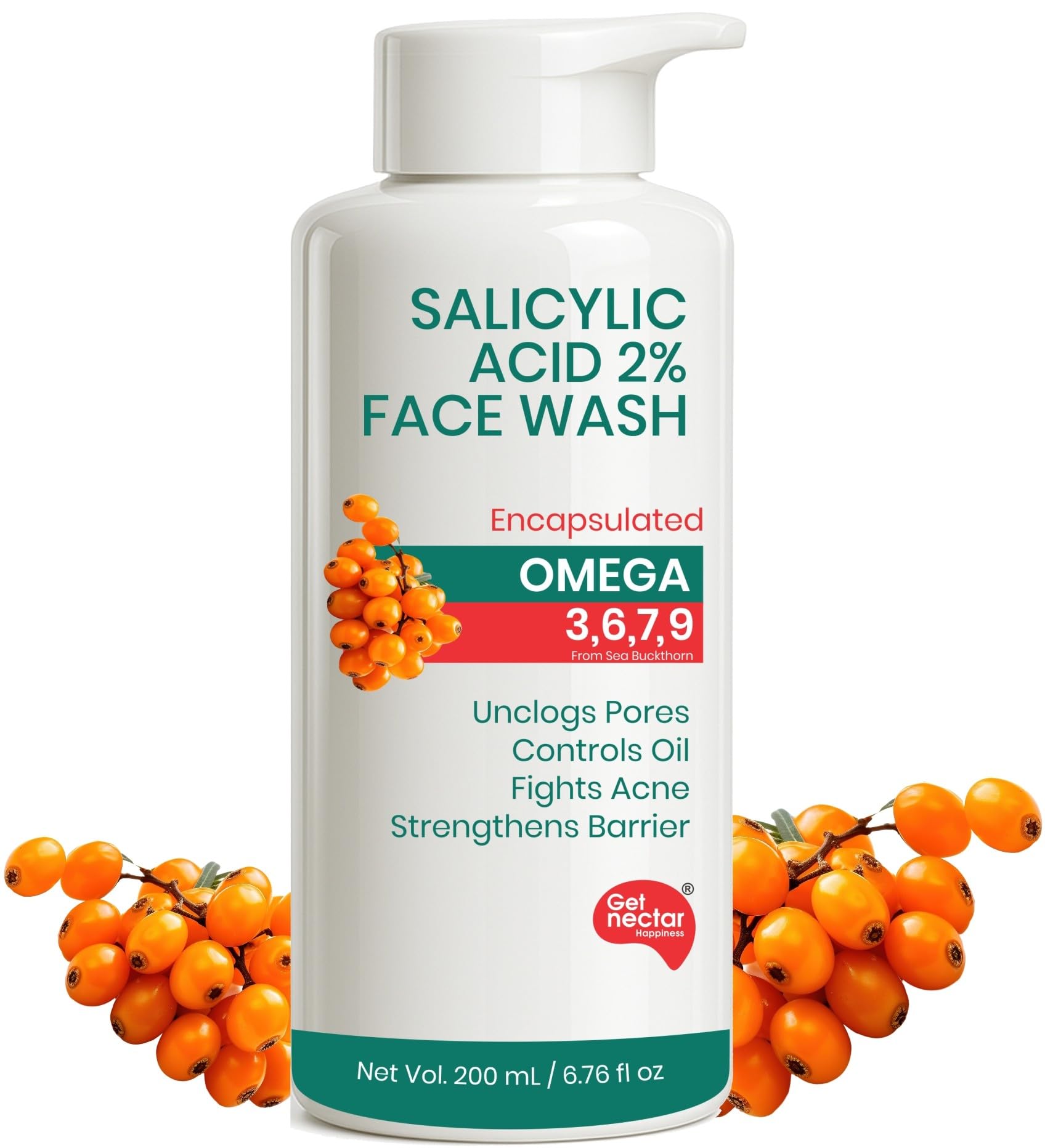 Get Nectar Happiness Korean Glow Essence Face Wash for Oily & Acne-Prone Skin | 2% Salicylic Acid | Encapsulated | Omega 3,6,7,9 | Unclogs Pores, Controls Oil, Fights Acne, Soothes Redness 200ml-picture-16