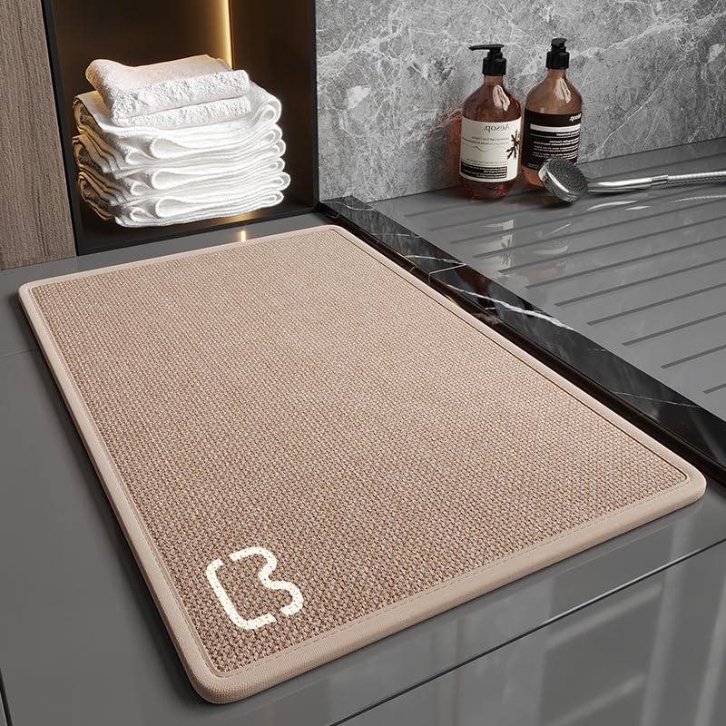 Welcome Door Mat Half Round Area Rug Cute Sun Printing Door Mat Outdoor Non Slip Absorbent Floor Mat Entrance Doormat for Patio Home Classroom (Camel)